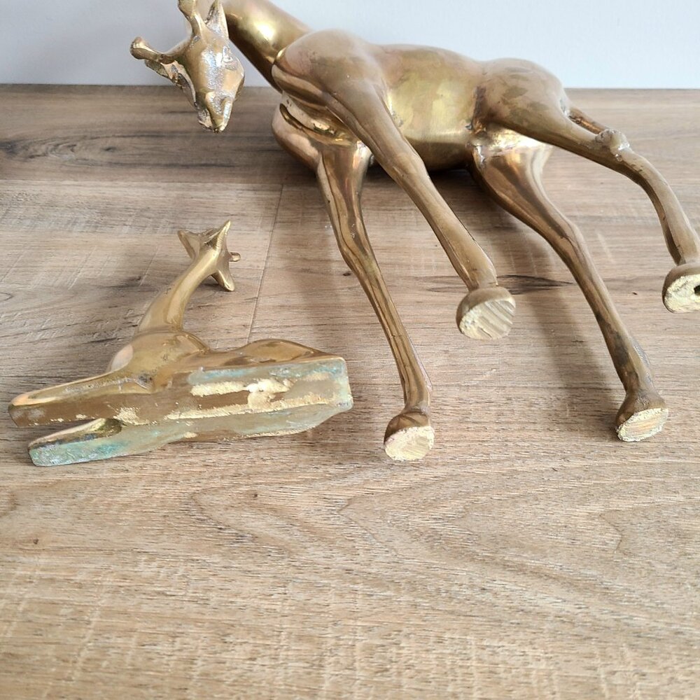 Vintage midcentury brass giraffes figurines. MC brass. 14 3/4'' tall. - Picture 7 of 7